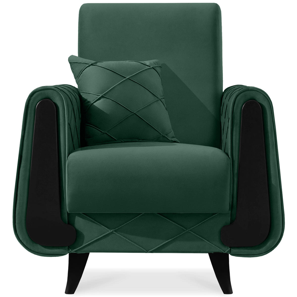 SESSEL GUSTAVO III Velours, Dunkelgrün - Dunkelgrün, Holz/Holzwerkstoff (83/95/92cm) - KONSIMO®