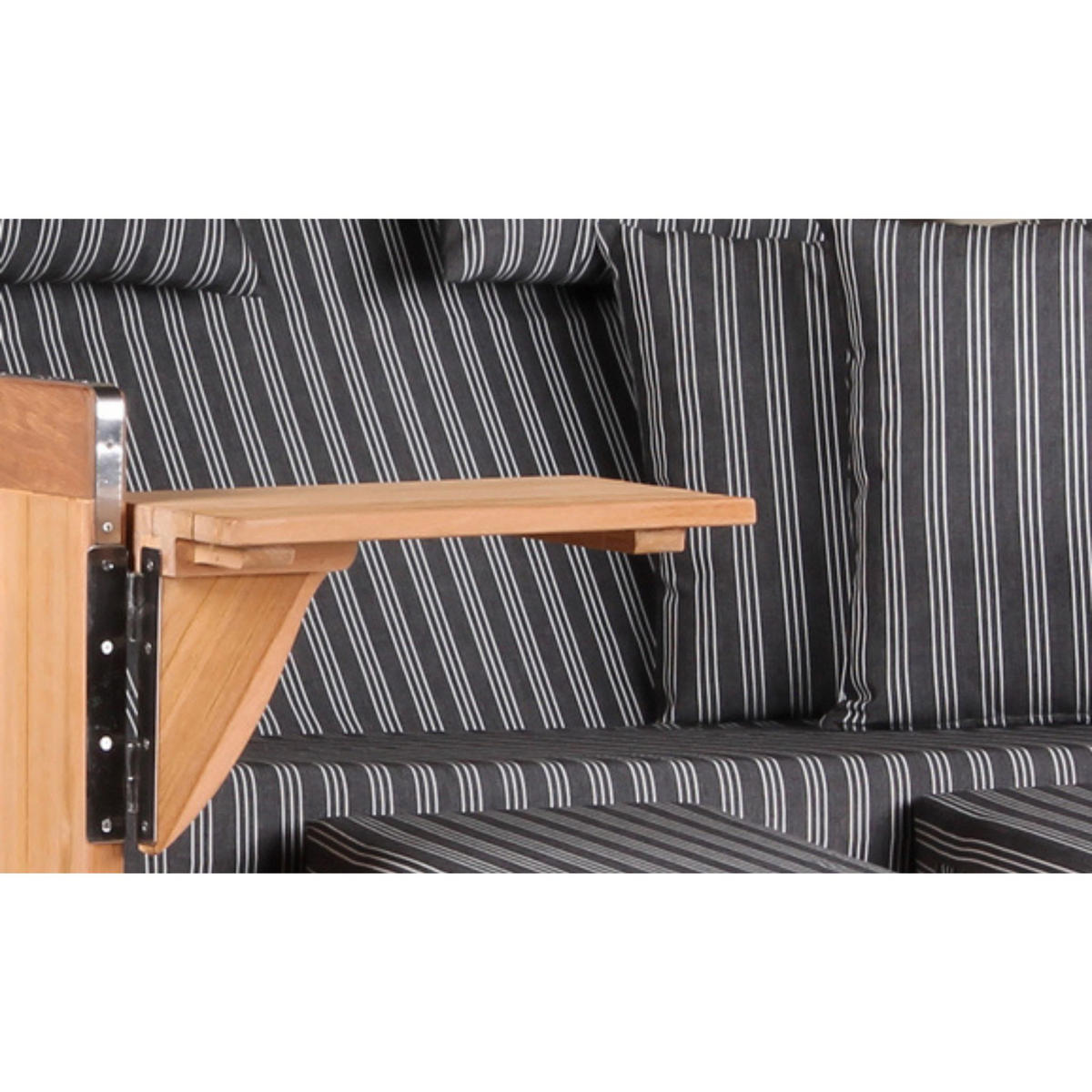 STRANDKORB Baltikum Teak 2,5 Sitzer - Braun/Grau, Holz/Metall (142/170/95cm) - Mr. Deko