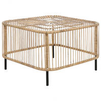 GARTEN-BEISTELLTISCH Rattan natürlich quadratisch 67/67 cm Cesenatico - Schwarz/Naturfarben, Naturmaterialien (67/67/45cm) - Beliani