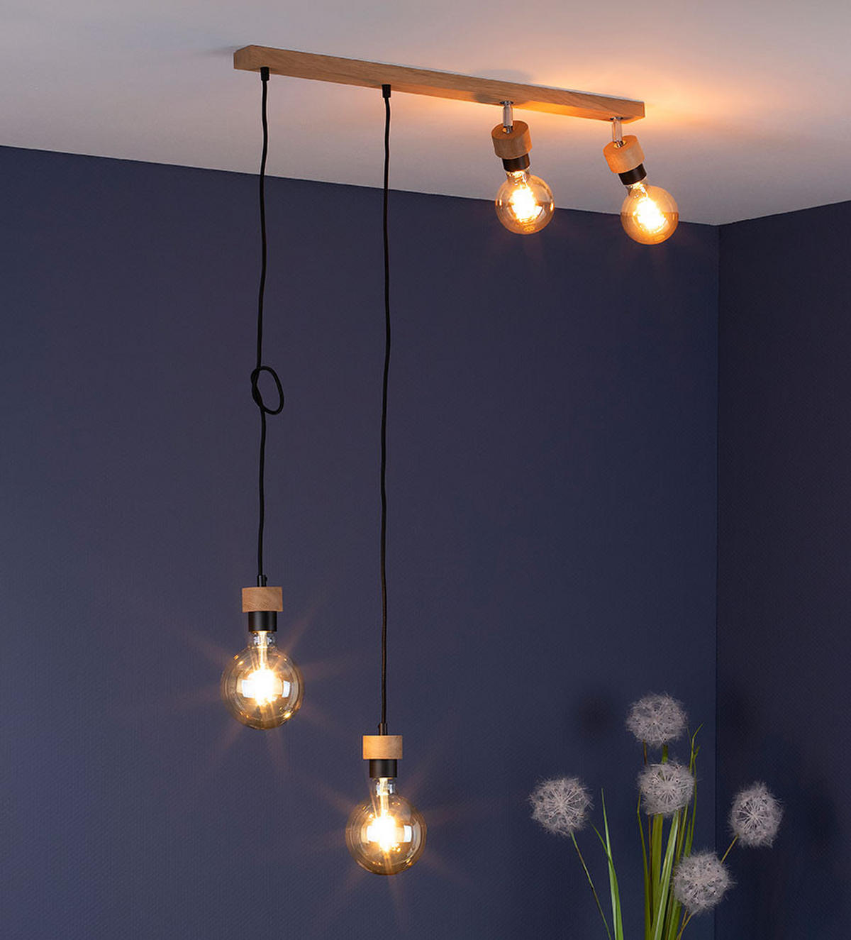 HÄNGELEUCHTE Eichenholz Braun - Braun, Holz (75/3/110cm)