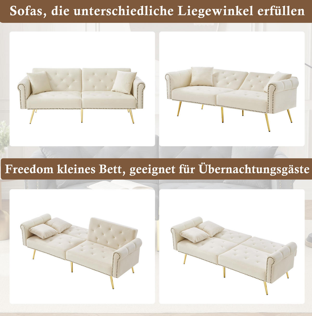 2-SITZER 147/85 cm Beige aus Samt mit verstellbarer Rückenlehne - Beige, Kunststoff (75/70/173cm) - OKMYHOME