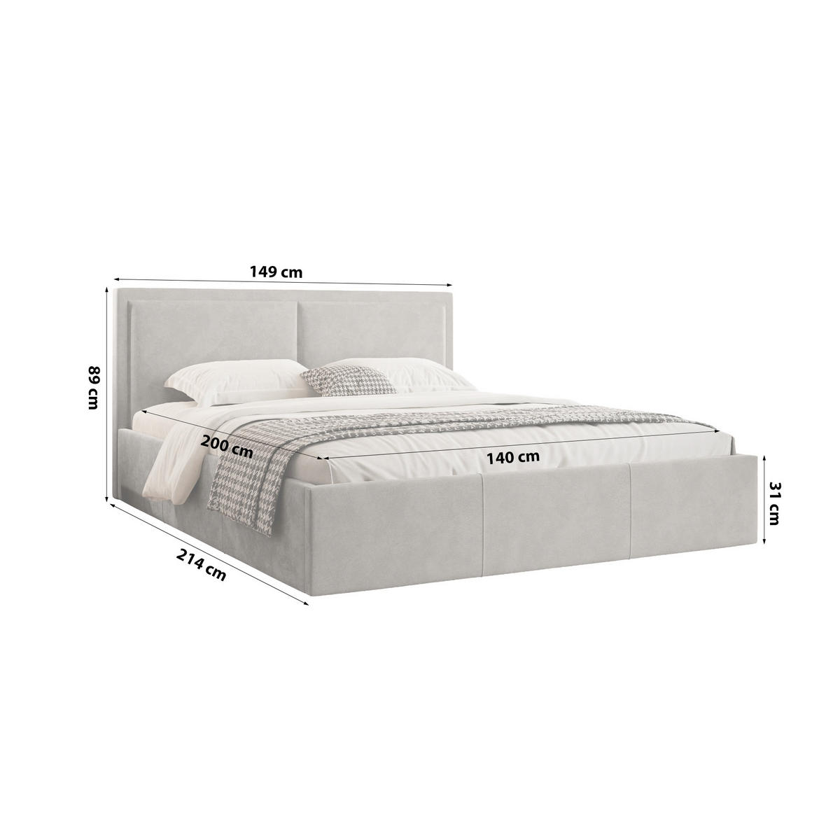 POLSTERBETT aus Polyester Osterne II 140x200 cm, Hellgrau - Hellgrau, Textil (140/200cm) - Fedve