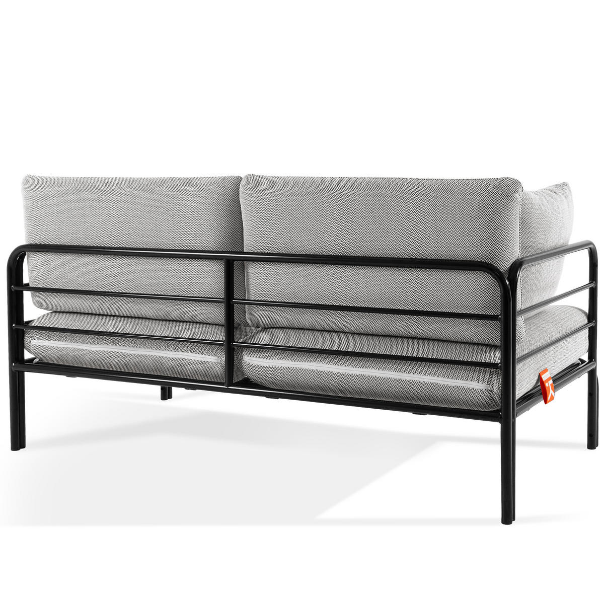 GARTENMÖBELSET RAMBE 4-tlg. 1x Tisch 2x Sessel 1x Sofa 2-Sitzer, mit Kissen, LOFT-STIL, Anthrazit - Dunkelgrau/Anthrazit, Glas/Textil - KONSIMO®