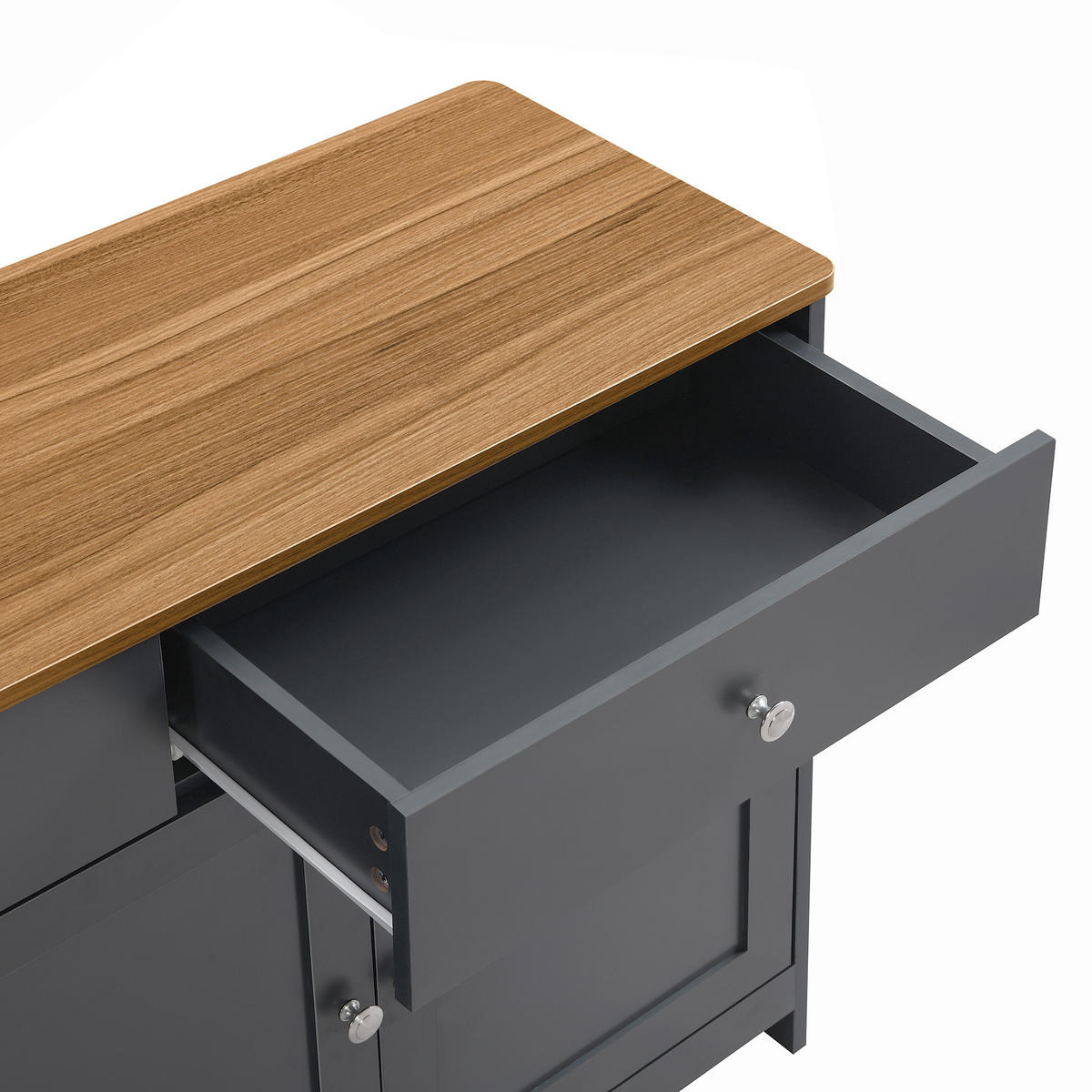 SIDEBOARD Grau Schwarz Holz 4 Türen 3 Schubladen modern - Multicolor, Holzwerkstoff (37/75/160cm) - FLIEKS