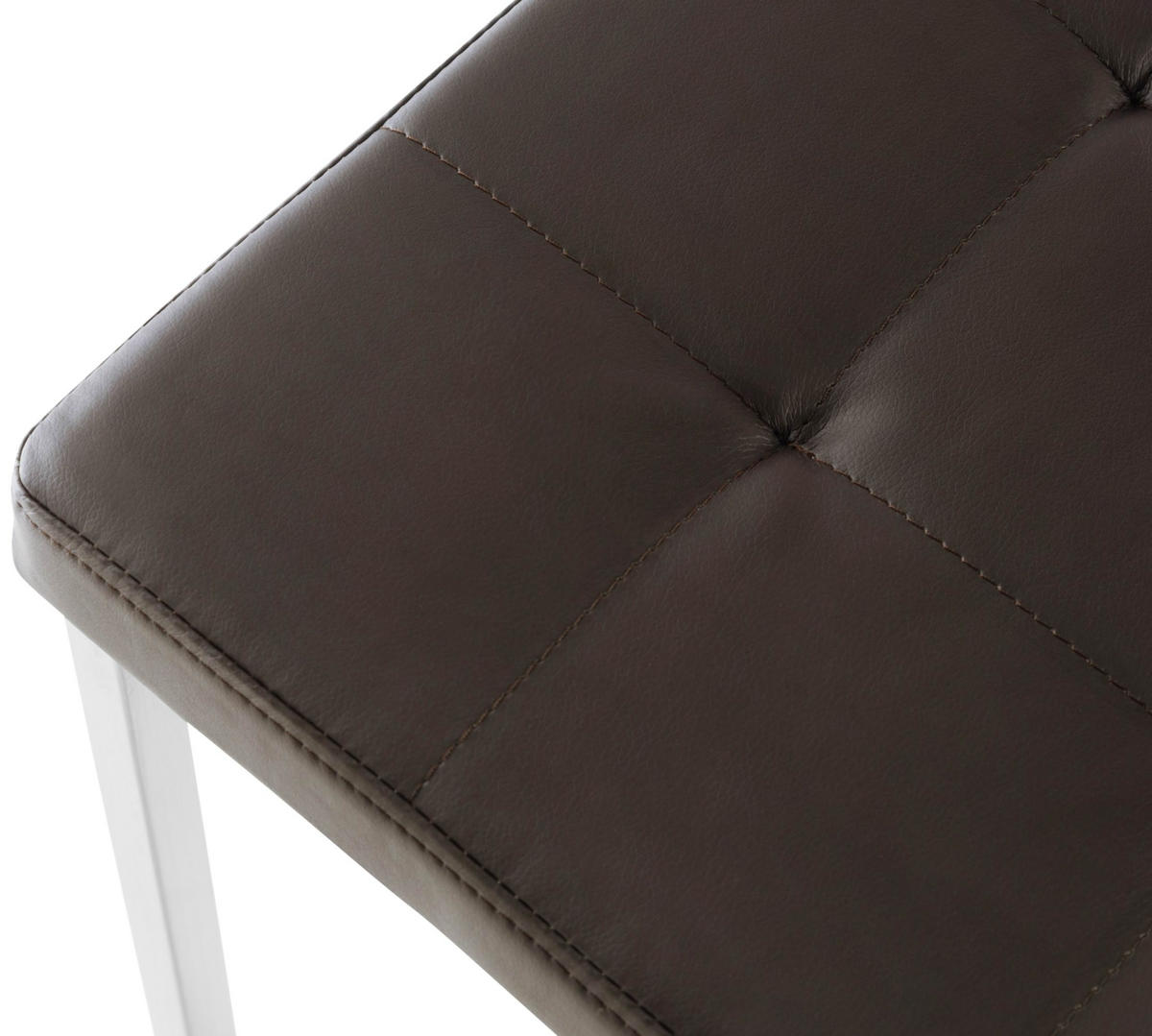 SITZWÜRFEL 2er Set Lederlook braun - Edelstahlfarben/Braun, Textil/Metall (40/48/40cm) - CLP