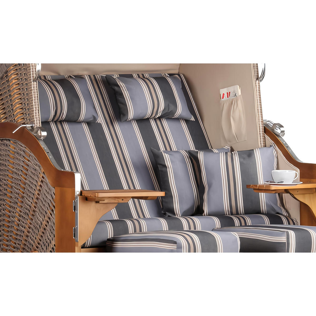 STRANDKORB Schleswig Pinie 2-Sitzer - Pastellblau/Braun, Holz (120/160/80cm) - Mr. Deko