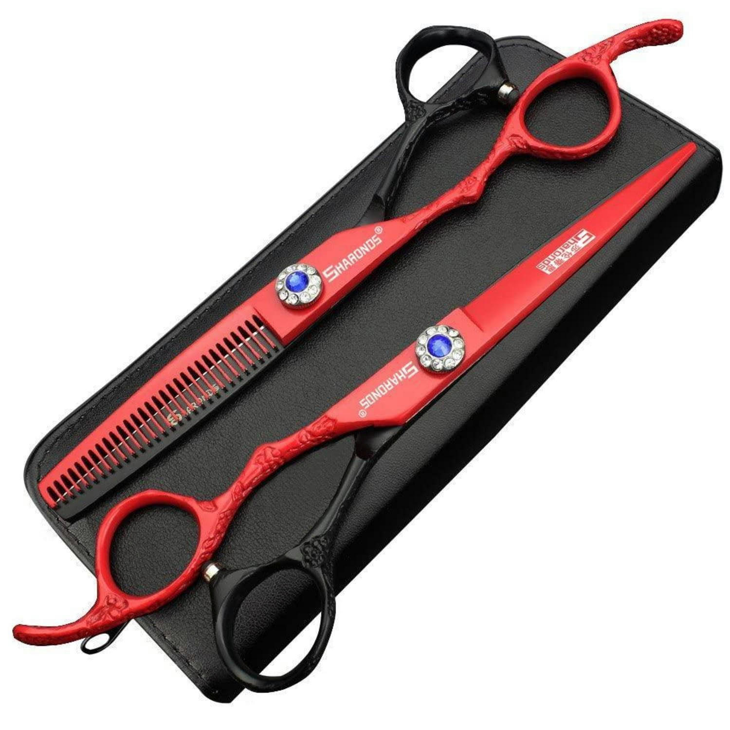FRISEURSCHEREN Set 6 Zoll Linkshänder 2-teiliges Set - Rot, Metall (15.2/1.5/15.2cm)