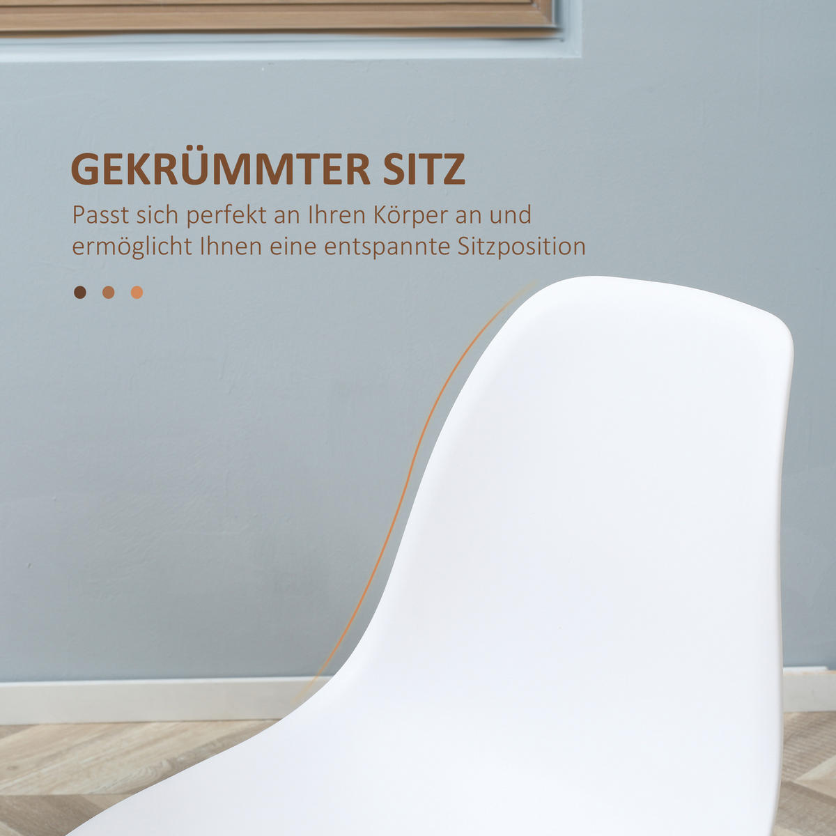 ESSZIMERSTUHL 4er-Set, Metallbeine in Holzoptik, rutschfeste Füße, bis 120 kg, Weiß/Holzdekor - Weiß, Kunststoff (52/85.5/45cm) - HOMCOM