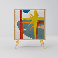 SIDEBOARD INTERSTELLAR VIBES, Eichefarben, 57,5x42x75,5 cm, Goldfarbene Metallfüße - Eichefarben/Goldfarben, Holzwerkstoff/Metall (57.5/75.5/42cm) - SpaceRebels