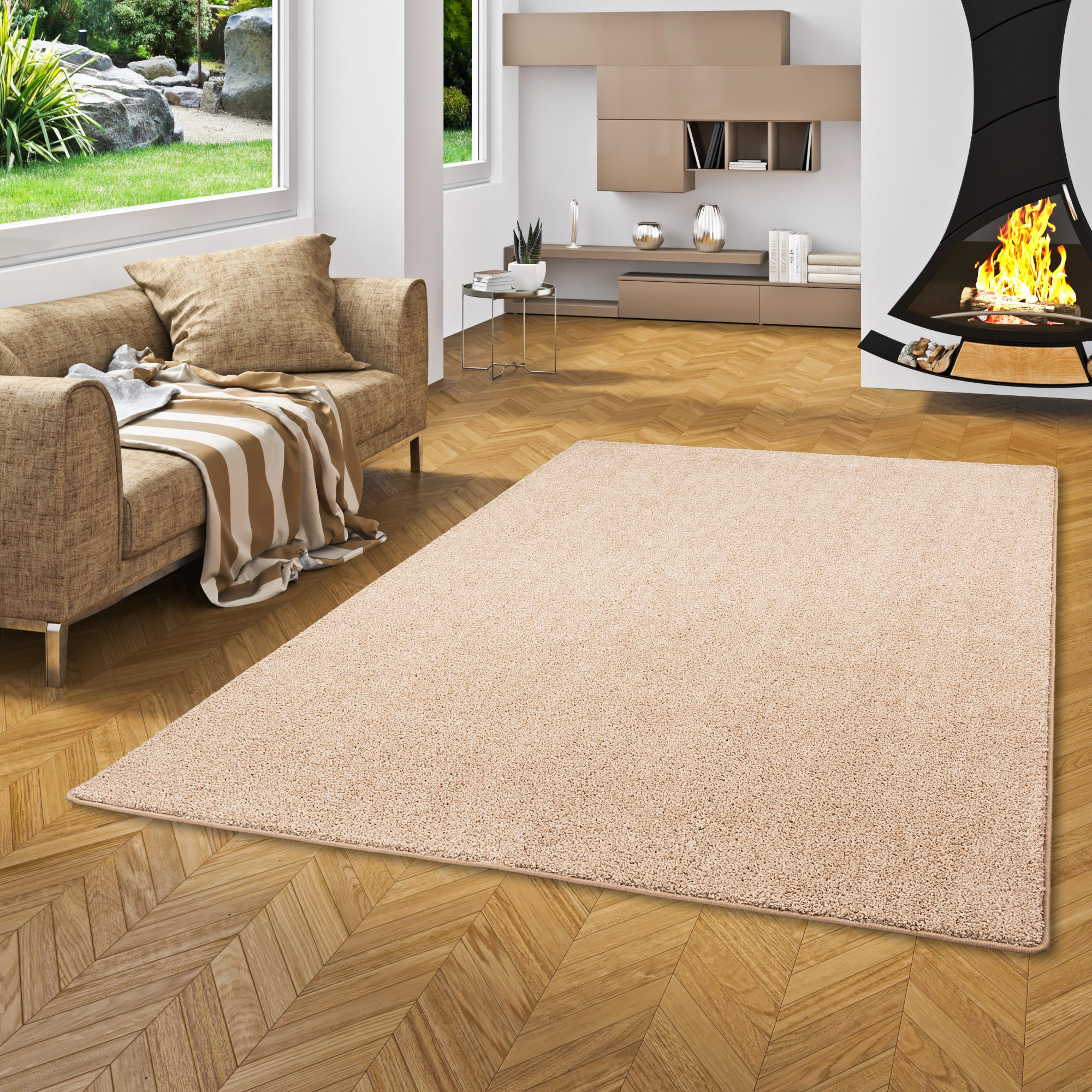 HOCHFLOR VELOURS TEPPICH MONA - Naturfarben, Textil (200/250cm) - Snapstyle