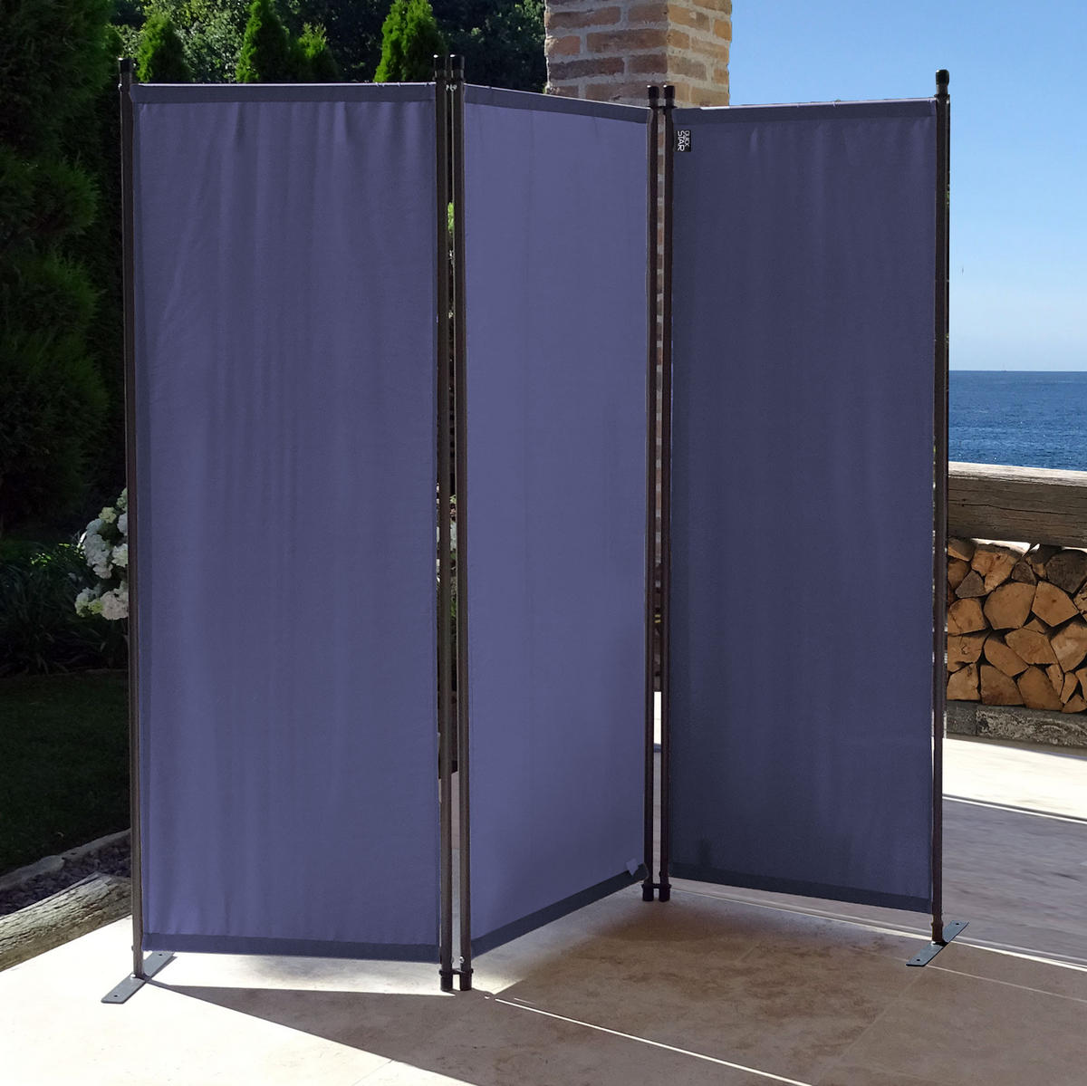 PARAVENT 3-tlg. 170x165 cm Blau - Blau, Metall (170/165cm) - QUICK STAR
