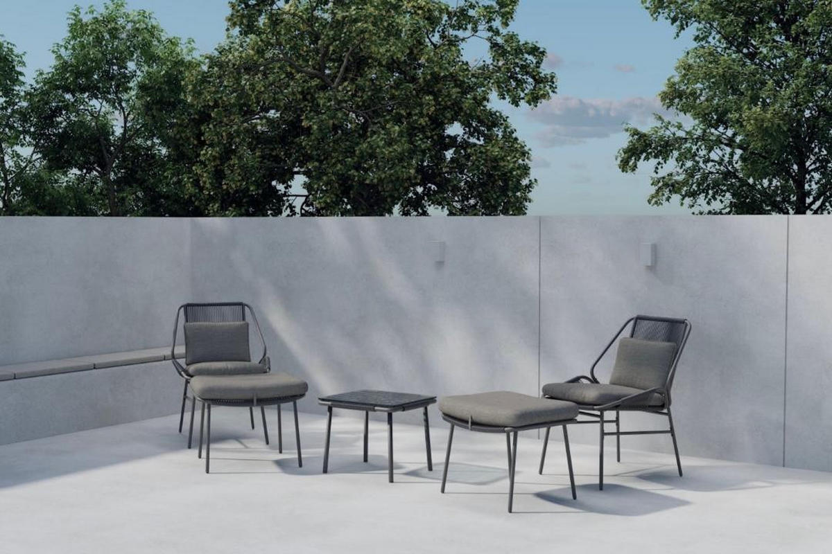 LOUNGE-SET, Zakynthos, Braun, Stahl, 45 x 45 x 45 cm, 5-teilig - Braun, Metall - ebuy24