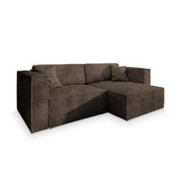 ECKSOFA NERIO P Braun Kordstoff mit Schlaffunktion - Braun, Holz (245/148cm) - MASSENO