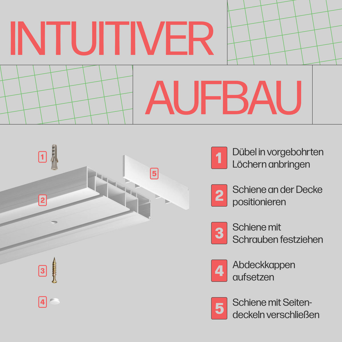 GARDINENSCHIENE Komplettset 2-läufig 400cm (4x100cm) - Weiß, Kunststoff (8/1.8/400cm) - Bestlivings