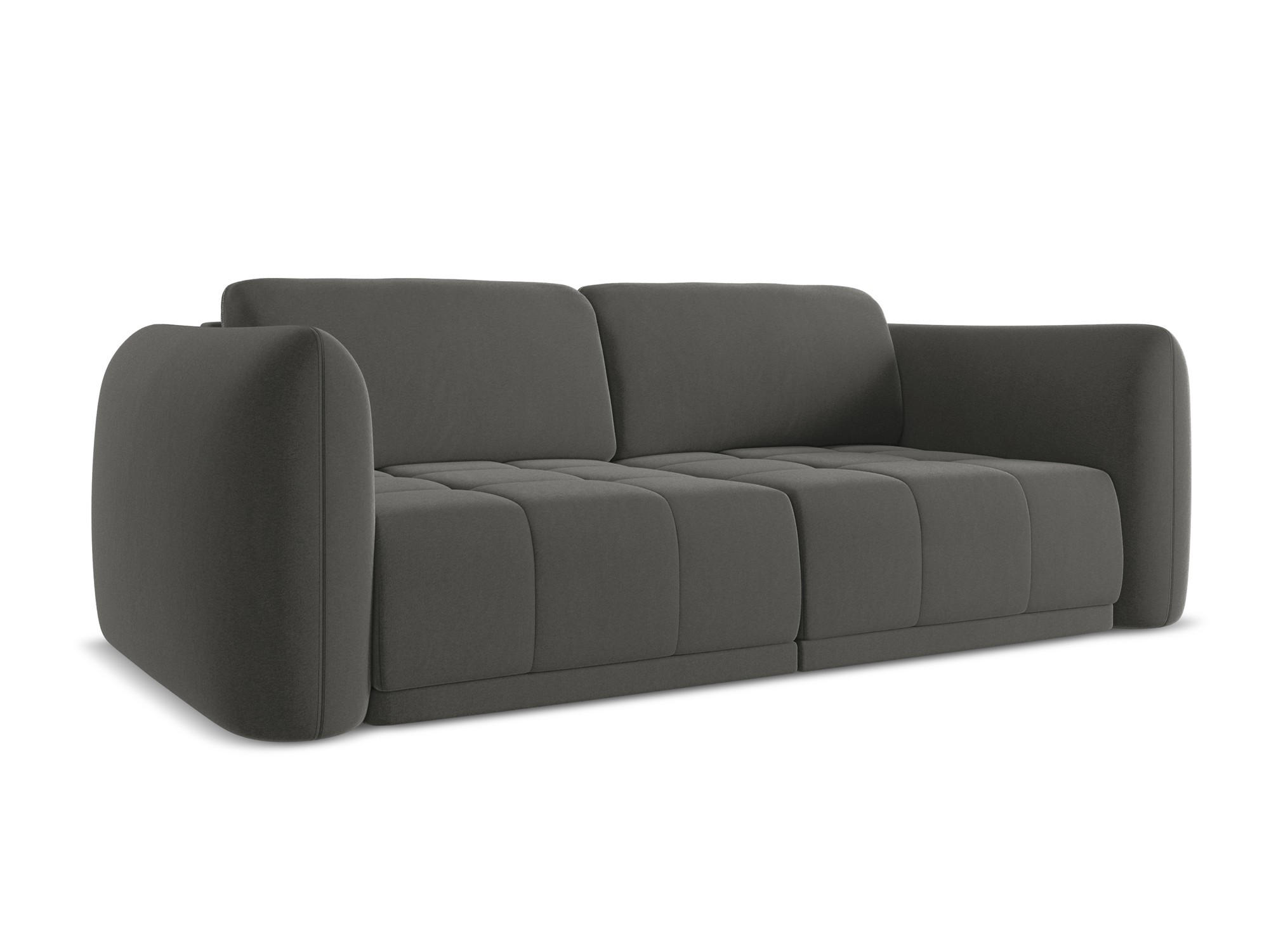 3-SITZER SOFA Samt Stoff Grau - Dunkelgrau/Schwarz, Kunststoff/Textil (210/74/105cm) - Makamii