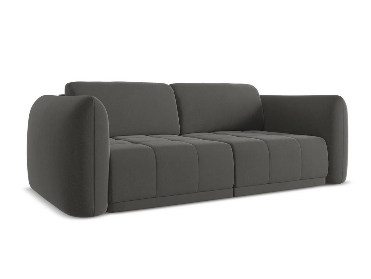 3-SITZER SOFA Samt Stoff Grau - Dunkelgrau/Schwarz, Kunststoff/Textil (210/74/105cm) - Makamii
