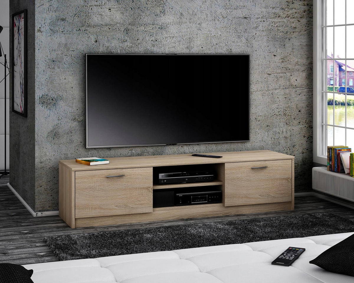 FERNSEHKOMMODE 2DC Sonoma Eiche 160/41/36 cm - Sonoma Eiche, Holzwerkstoff (160/36/41cm) - Matkam Möbel