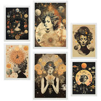 POSTER Set Mit 6 Femininen & Mystischen Esoterischen A3 & A4 Weißer Rahmen - Weiß, Papier (29/3cm) - Nacnic