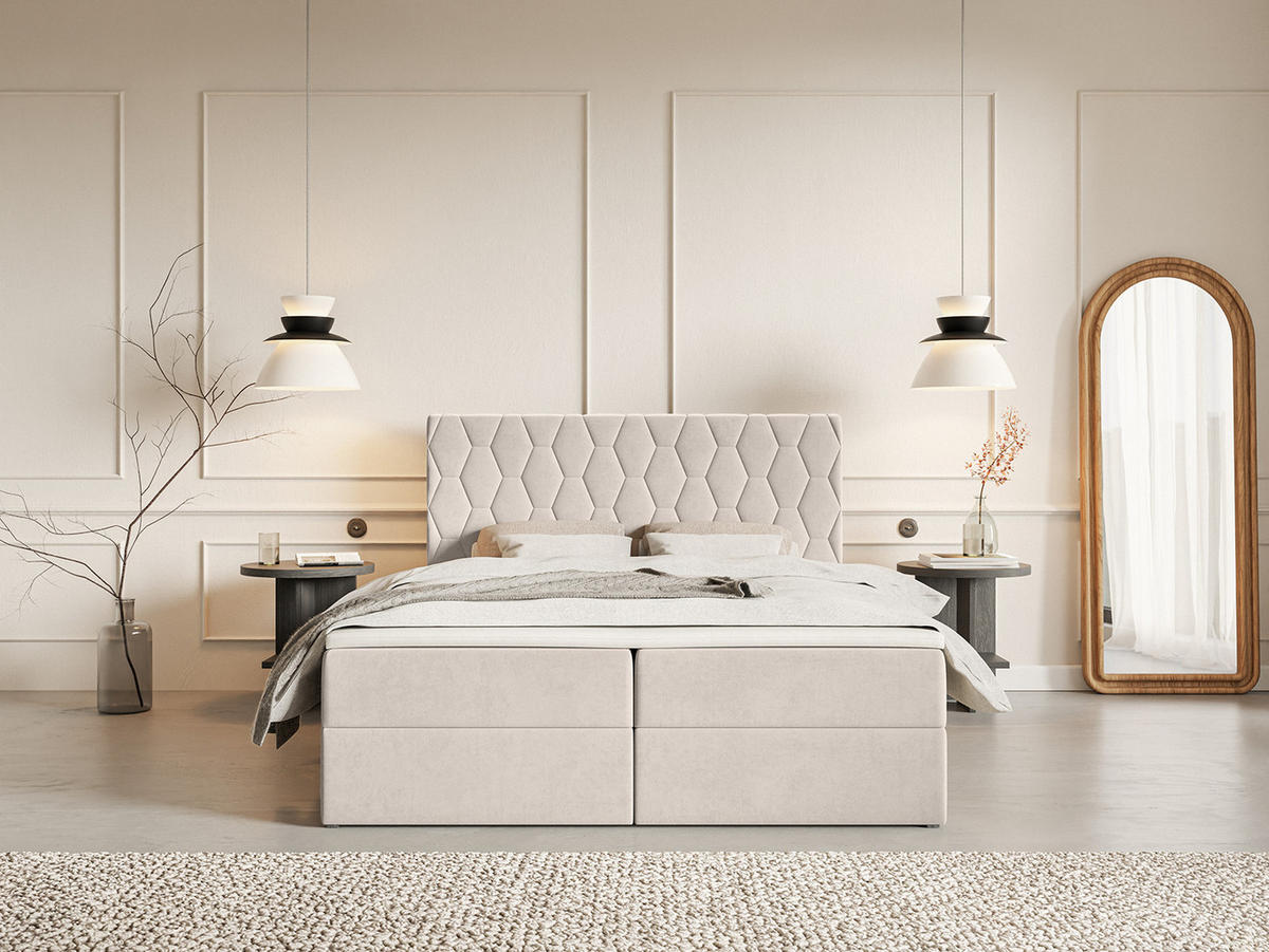 BOXSPRINGBETT Wemio 160x200 cm, Creme - Ecru, Textil (160/200cm) - Fedve