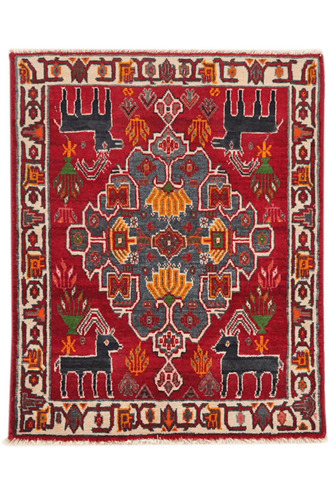 ORIENTTEPPICH handgeknüpft Gashgai Rot 66/54 cm Schurwolle - Rot, Textil (54/66cm) - Looma