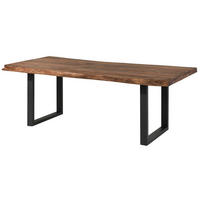 BAUMTISCH Sheesham 200x100x77 grau gebeizt / U-Beine anthrazit matt FREEFORM 5 - Anthrazit/Grau, Holz (200/100/77cm) - Massivmoebel24