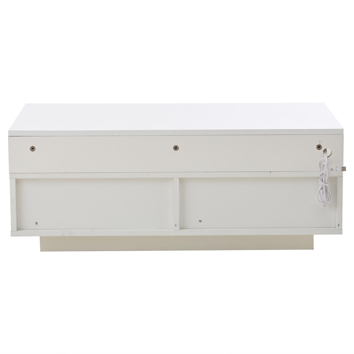COUCHTISCH Weiß 90/45/35,5 cm LED 2 Schubladen - Weiß, Holzwerkstoff (90/45/35.5cm)