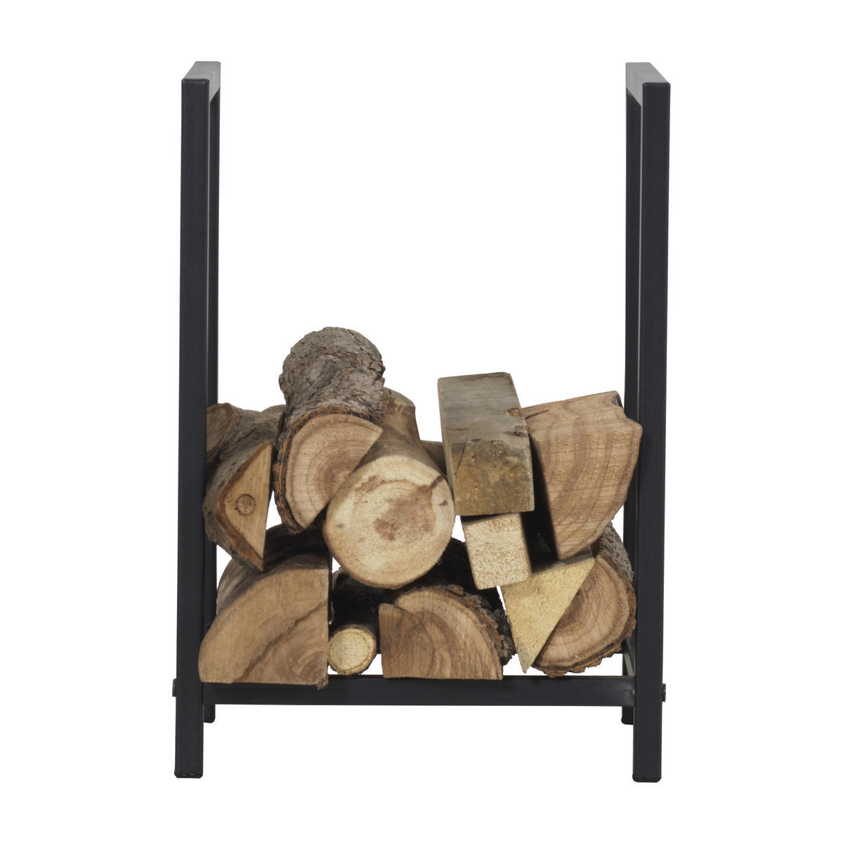 KAMINHOLZREGAL Torsås - Schwarz, Metall (40/50/30cm) - [en.casa]