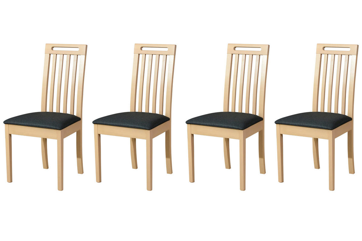 STUHL Roma 10 (4er Set) - Dunkelgrau/Sonoma Eiche, Holz (47/96/43cm) - Leaf Design