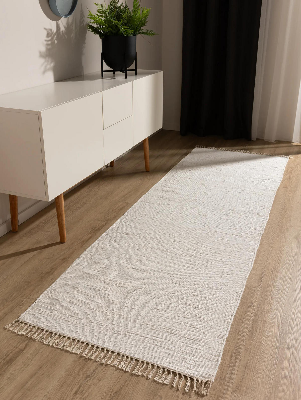 TEPPICH aus recyceltem Material Tom Weiß 80x300 cm - Weiß, Textil (80/300cm) - benuta Pop