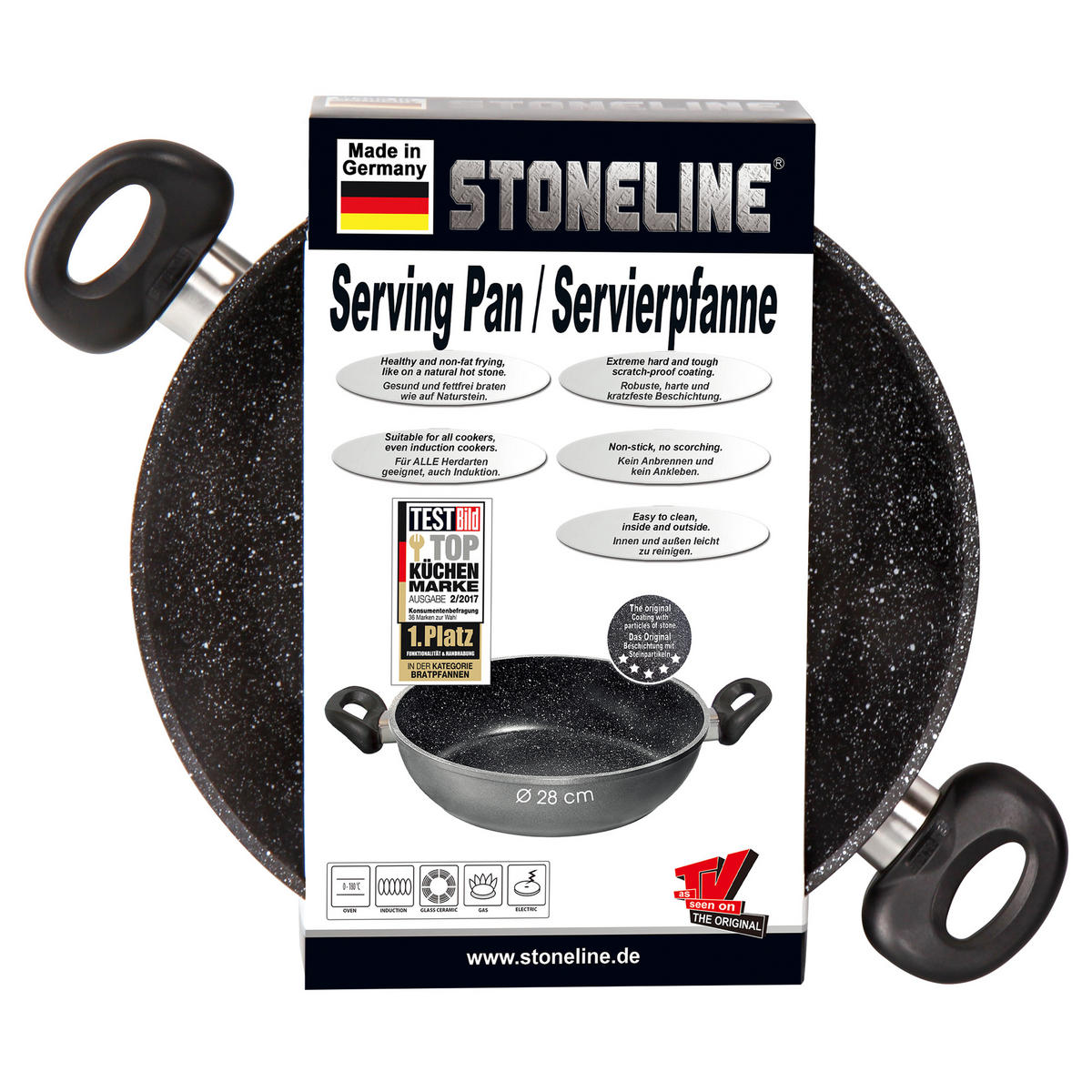 SERVIERPFANNE - Schwarz, Metall (28cm) - Stoneline