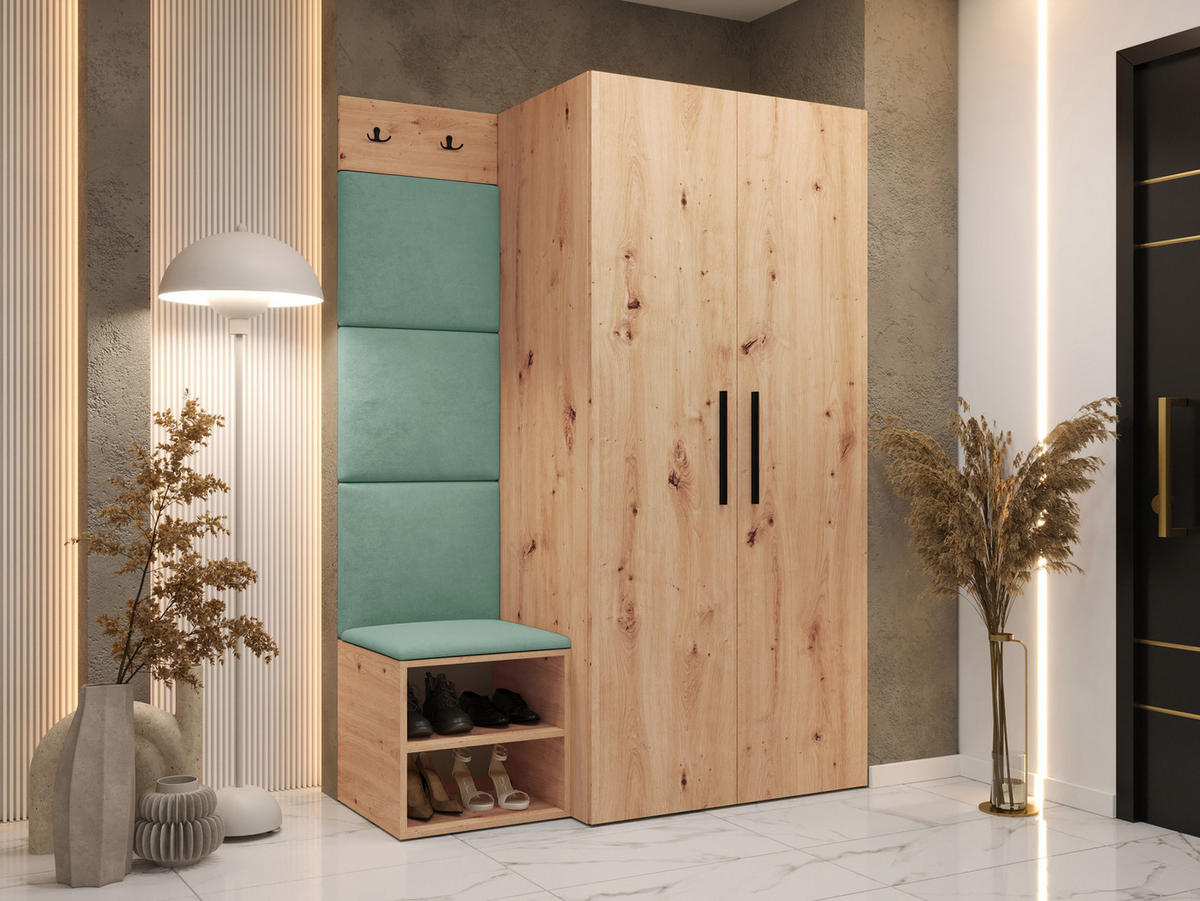 GARDEROBEN-SET Medi IV - Schwarz/Eiche Artisan, Holzwerkstoff/Kunststoff (80/191/50cm) - MIRJAN24