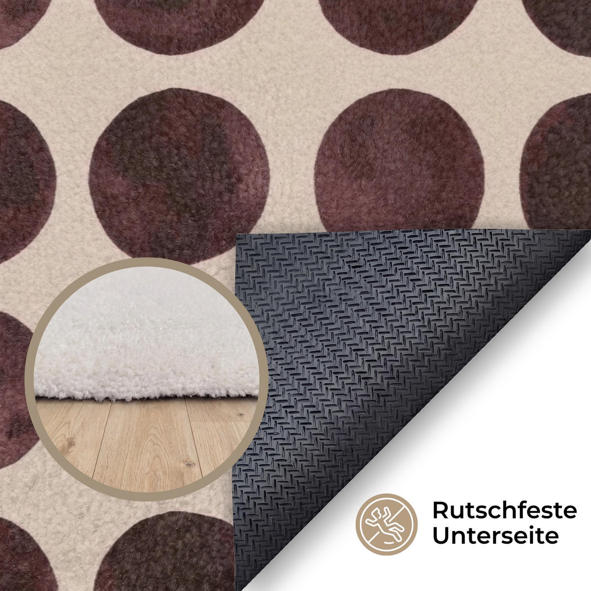 KOBERCE - Bodky - Vzor - Hnedý - 230x150 cm - tmavohnedá, textil/plast (230/0.4cm) - OnlyWow