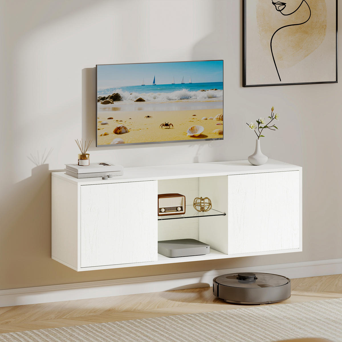 TV-MÖBEL Weiß 1 Stück - Weiß, Holzwerkstoff (120/42/35cm) - GiPP