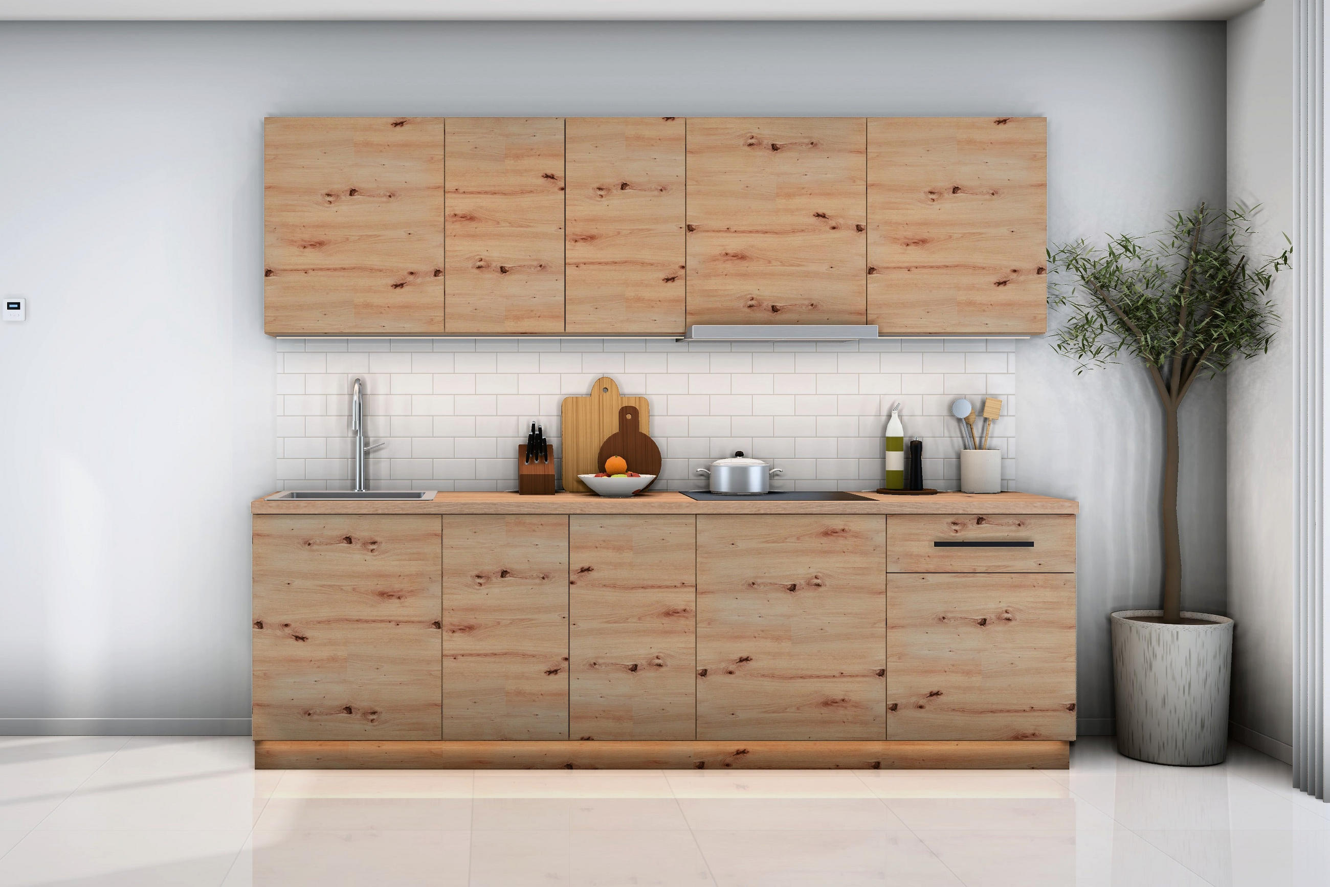 KÜCHENZEILE Nexa Woodline – 260 cm – K19-G260 - Hellbraun/Eiche Artisan, Holzwerkstoff (260/210/47cm) - ROYAL24_MARKT