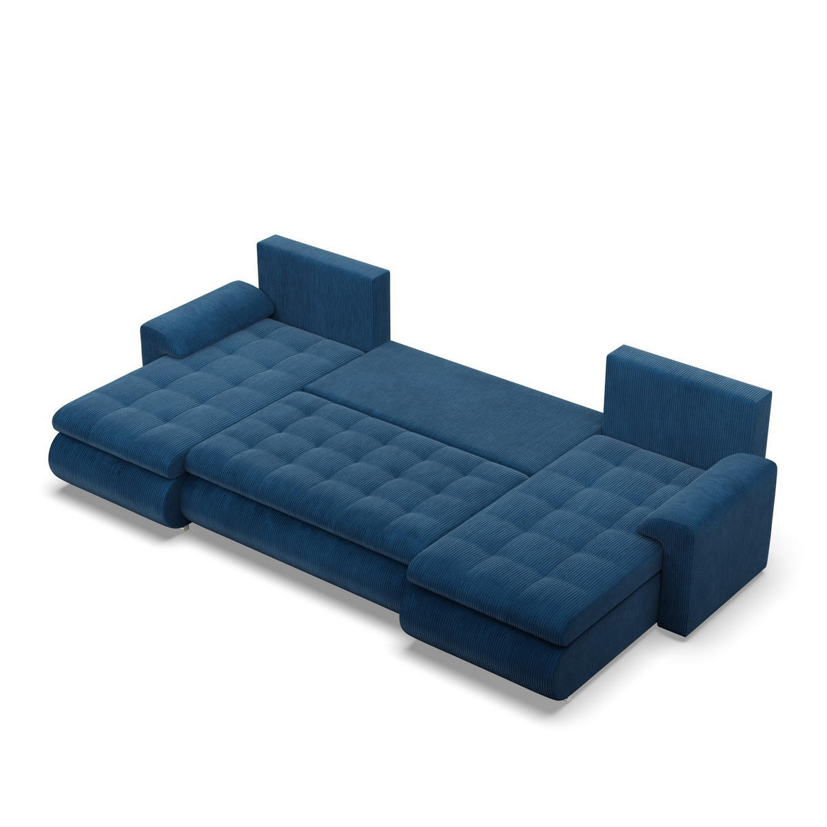U-SOFA MIT SCHLAFFUNKTION FORESTA, Cord - Dunkelblau - Dunkelblau, Textil (302/89/159cm)