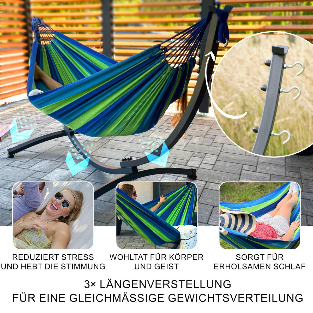 HÄNGEMATTE mit Gestell, Metall, Beige, einfache Montage - Ecru, Metall (98/110/250cm) - Potenza