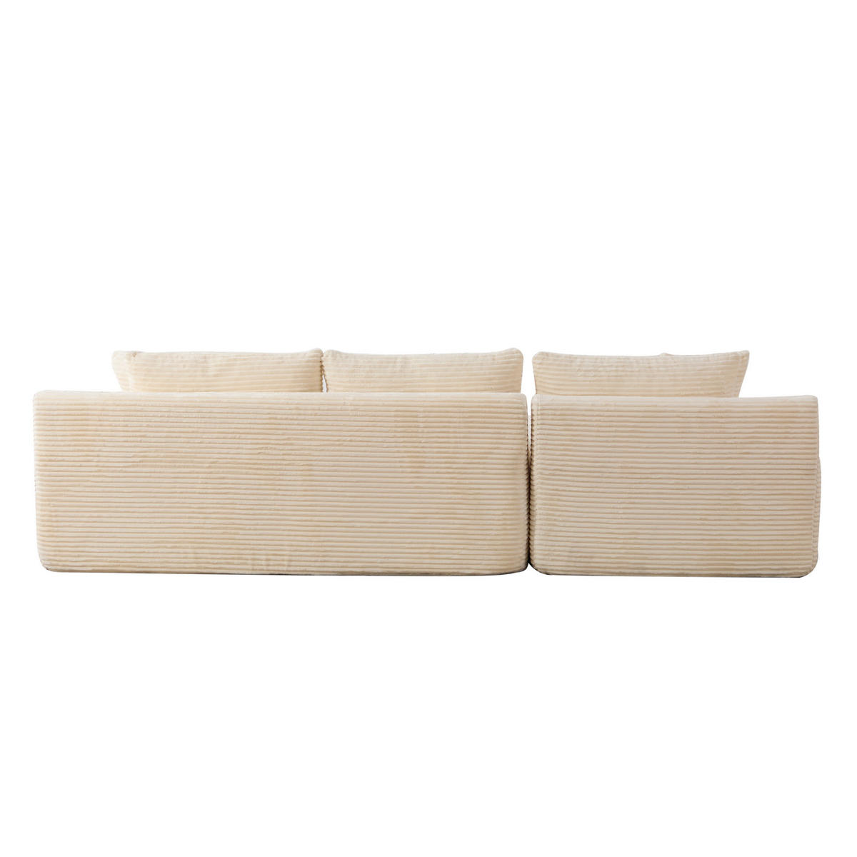 ECKSOFA 4-Sitzer Chenille Stoff Ivory Chaiselongue Funktion - Ecru, Textil (174/272cm) - Korfee
