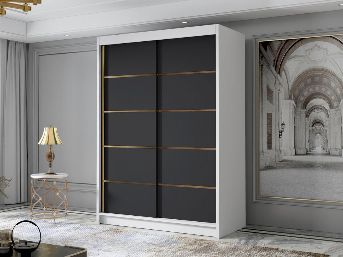 SCHIEBETÜRENSCHRANK Lungo IV - Goldfarben/Multicolor, Holzwerkstoff/Metall (120/200/58cm) - MIRJAN24