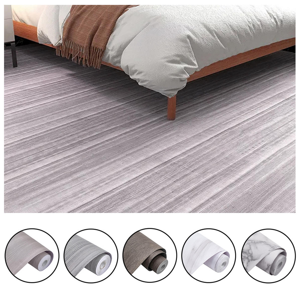 PVC-BODENBELAG Selbstklebender in Holzoptik Hellgrau Einfach zuschneidbar Pflegeleicht Schnelle, werkzeugfreie Verlegung60x1000 cm - Grau, Kunststoff (100/60/1cm) - Livingandhome