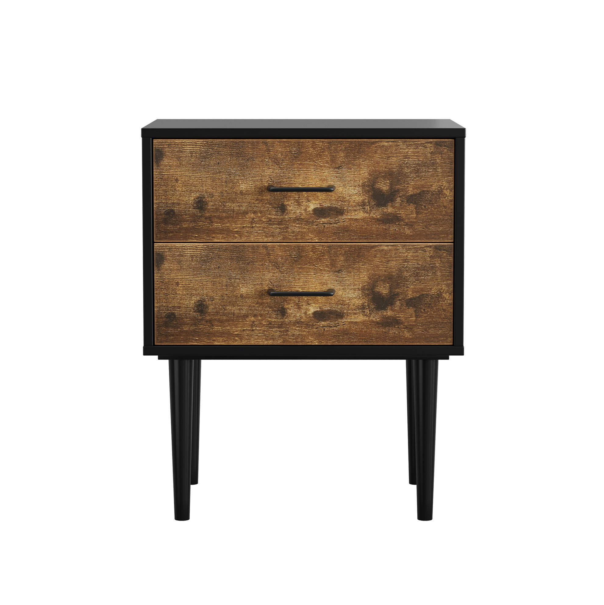 NACHTTISCH 51/38/66 cm in Antikbraun mit 2 Schubladen im Retro-Stil - Braun, Holzwerkstoff (38/66/51cm) - Flora Grace