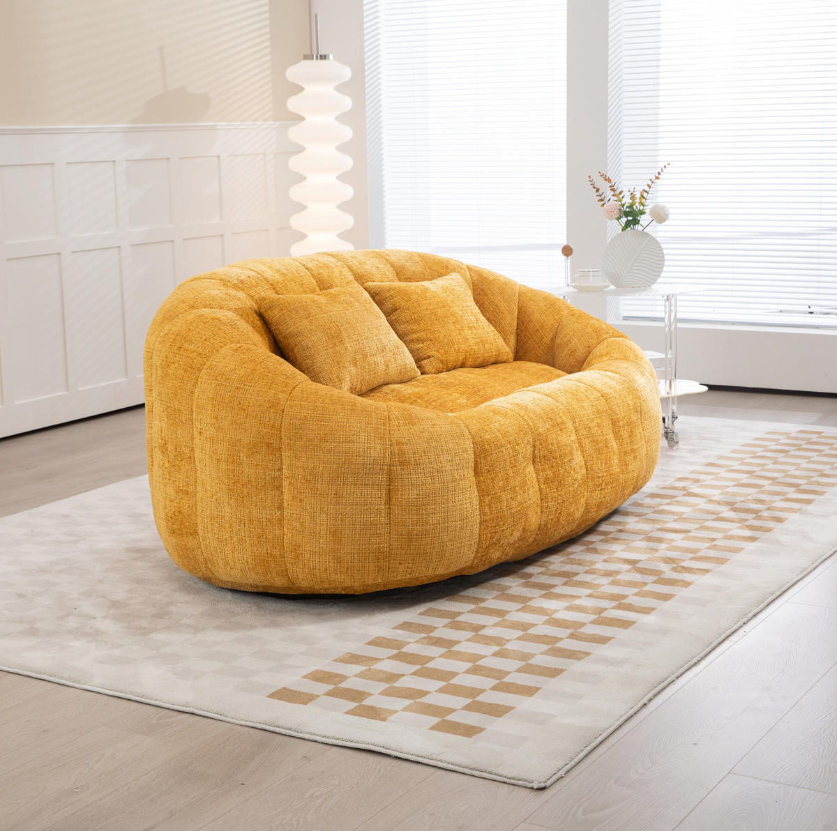 SITZSACK Lazy Sofa 150 x 95 cm Chenille Yellow - Gelb, Kunststoff (95/63/145cm) - Beauniv