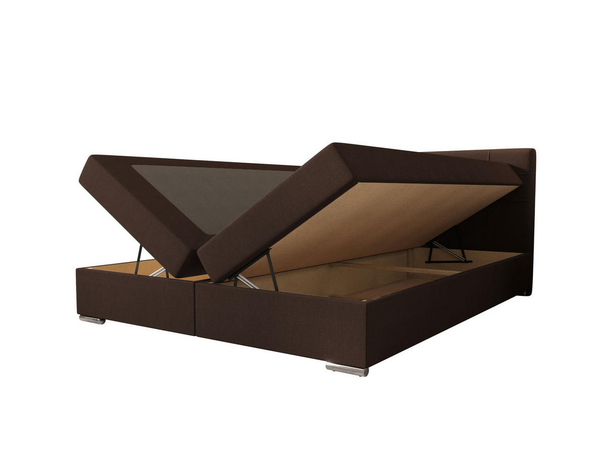 BOXBETT ZILANO 1 mit Matratze H3 und Topper 140x200 Cosmic 800 - Dunkelbraun, Holz/Textil (140/200cm) - Bedante