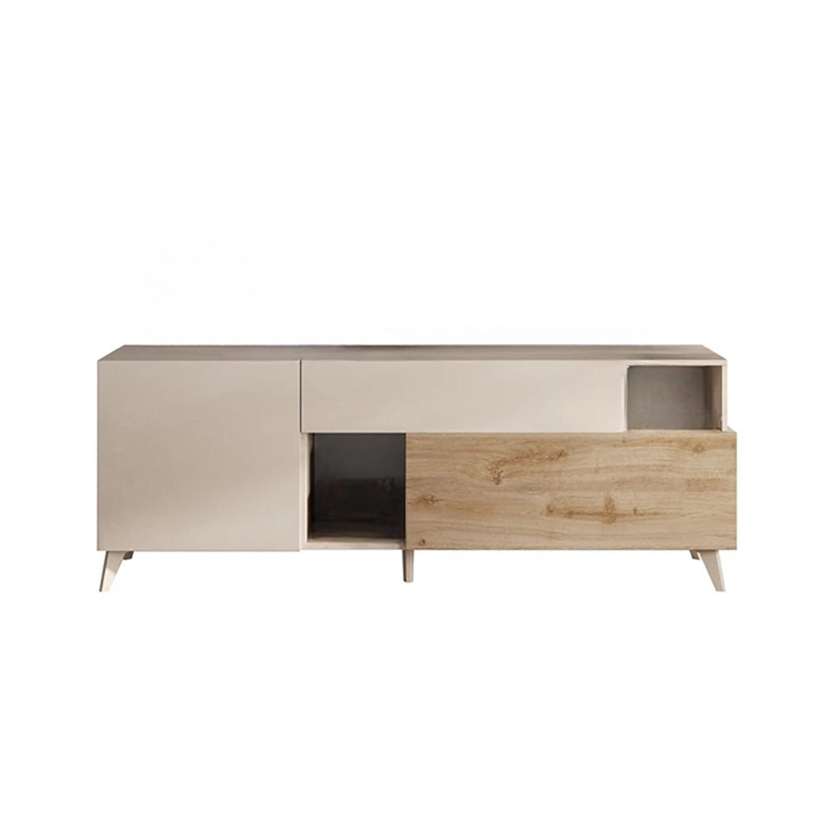 TV-MÖBEL mit 2 Türen, 1 Schublade und 2 Nischen - Mala - 181/43/67 cm - Beige, Holzwerkstoff (43/67/181cm) - Calicosy