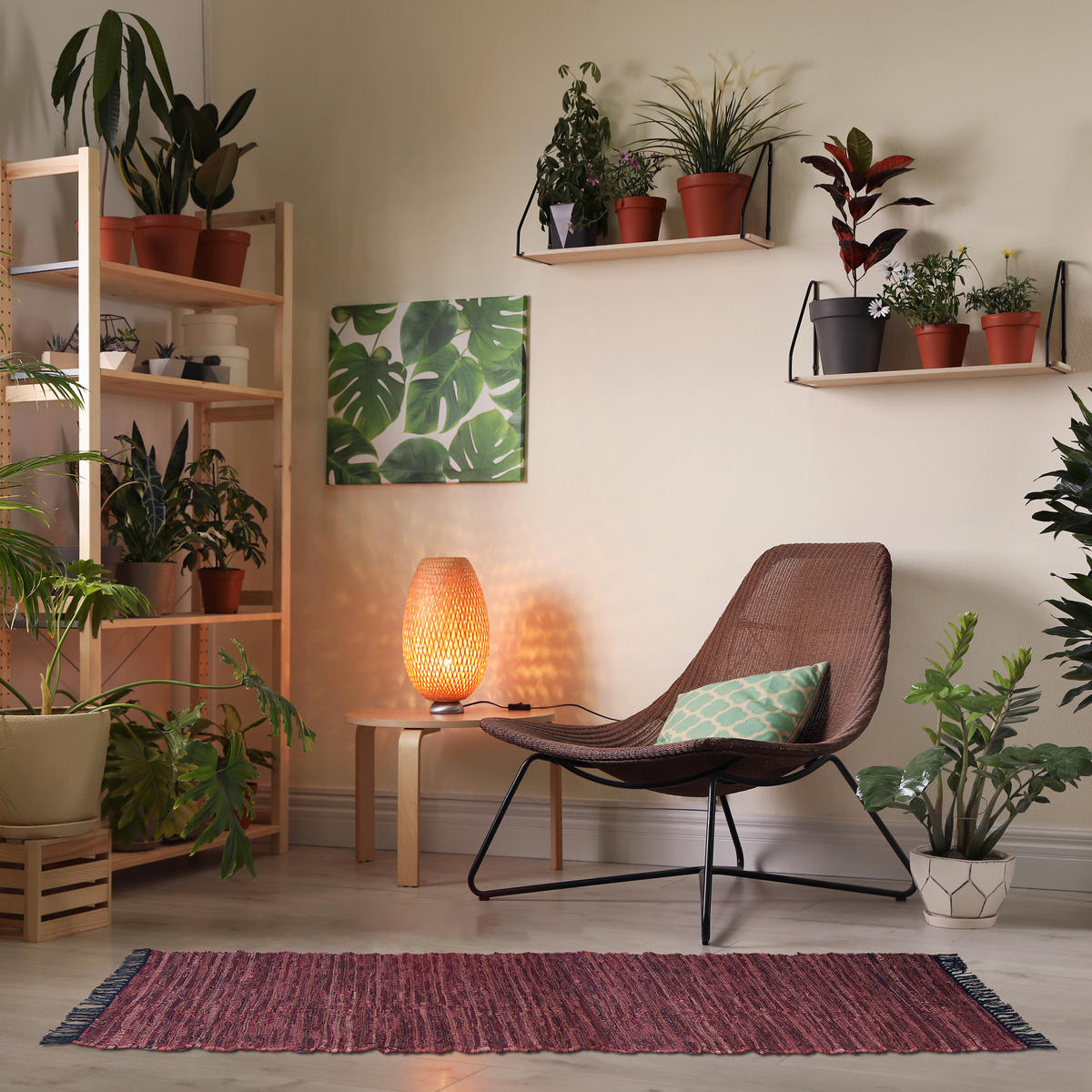 FLICKENTEPPICH - Rot, Leder/Textil (200/80cm) - Relaxdays