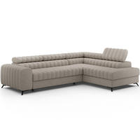 KANEDO Ecksofa mit Schlaffunktion und Bettkasten – Modernes Designsofa, verstellbare Kopfstützen, Metallfüße - Beige, Kunststoff (269/86cm) - Wohnideebilder