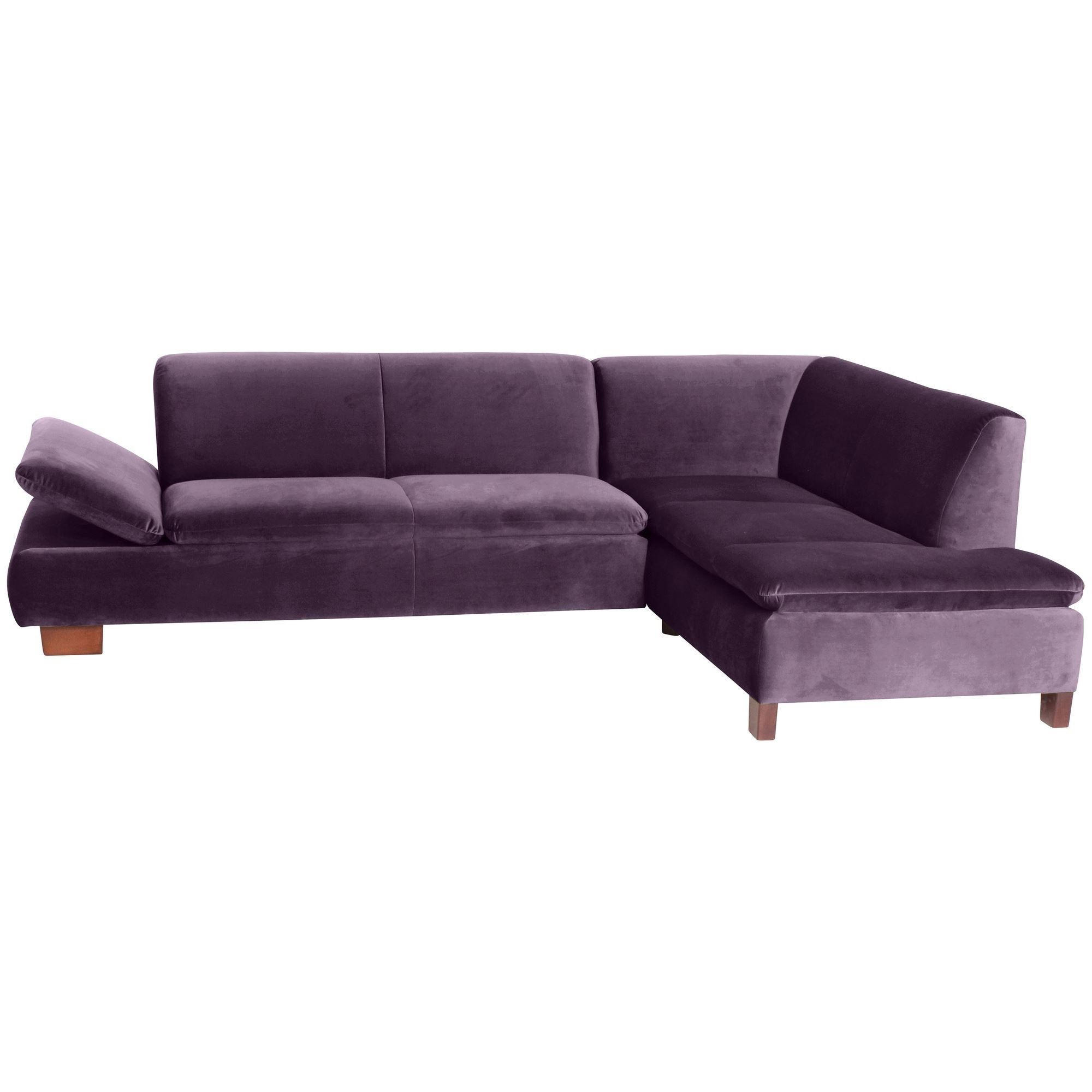 ECKSOFA mit Ottomane rechts Kaye Bezug Samtvelours Buche nussbaum dunkel / purple - Lila, Kunststoff (270/190cm) - 58aufmkessel