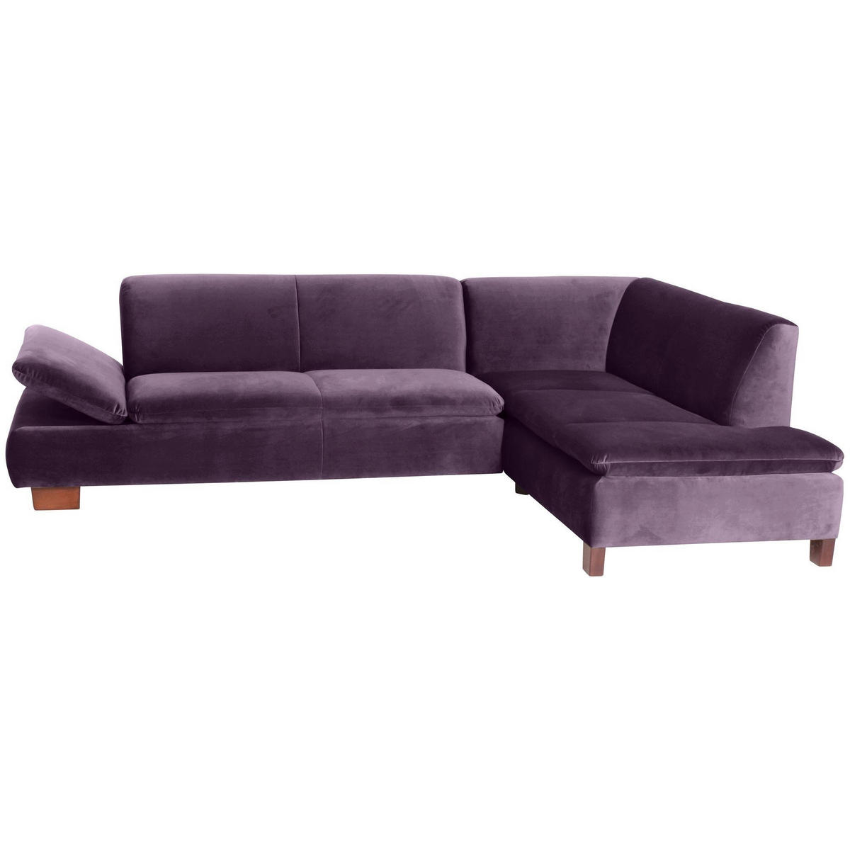 ECKSOFA mit Ottomane rechts Kaye Bezug Samtvelours Buche nussbaum dunkel / purple - Lila, Kunststoff (270/190cm) - 58aufmkessel