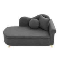 CHAISELONGUE mit Stauraum 134 cm, Teddyplüsch, modernes Design, wellenförmige Rückenlehne, inkl. Lenden- & Nackenkissen - Grau, Textil (64/70/134cm) - Ej. Life