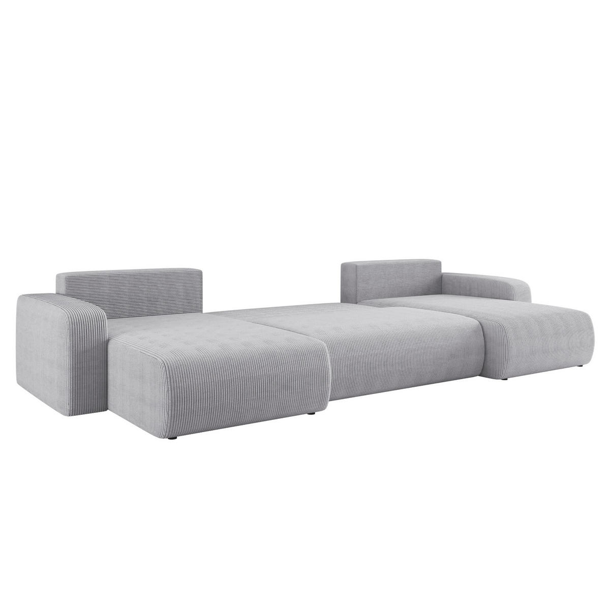 ECKSOFA U-Form Mit Schlaffunktion Und Bettkasten MILANO Dicker Cord Grau - Grau, Holz/Textil (312/145cm) - Kaiser Möbel