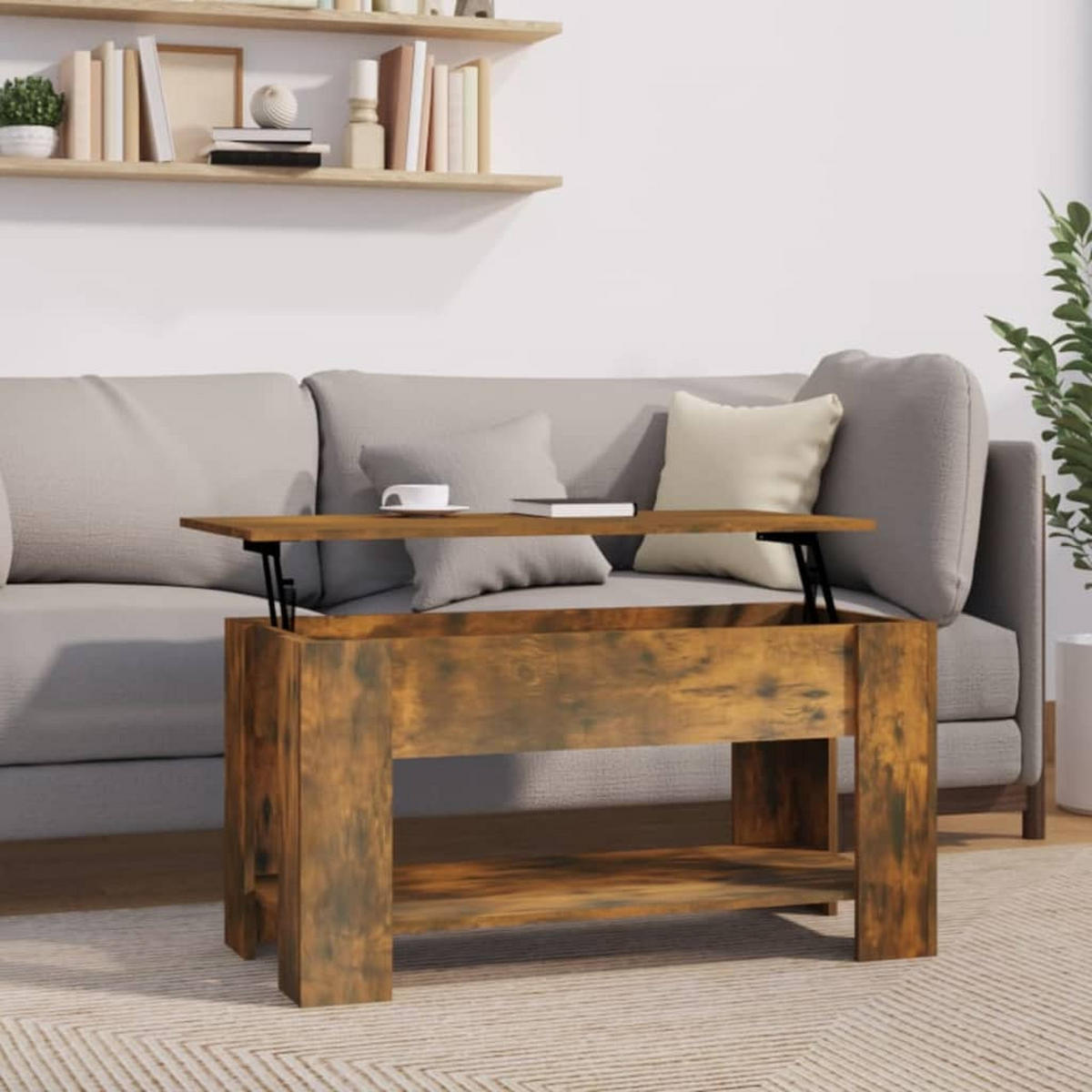 COUCHTISCH Räuchereiche 101x49x52 cm Holzwerkstoff - Braun, Holzwerkstoff (49/101/52cm) - furnicato